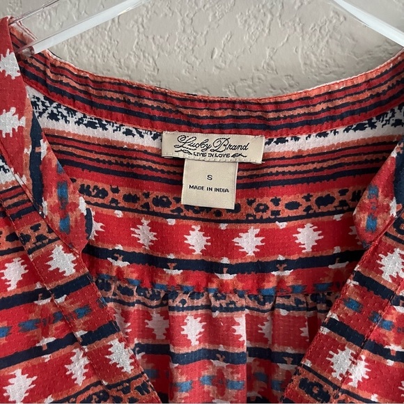 LUCKY BRAND Short Sleeve Aztec Tribal Print Blouse - Picture 4 of 11